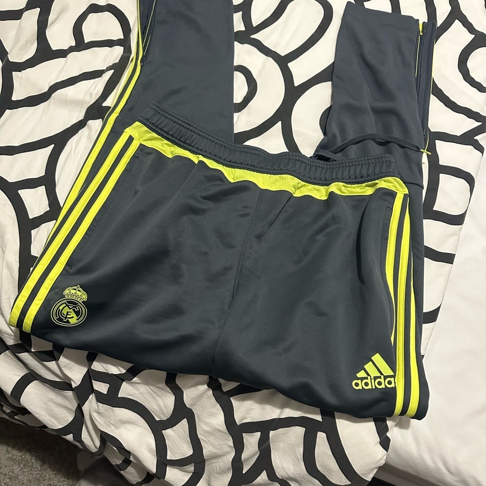 Adidas Charcoal and Neon Yellow Joggers